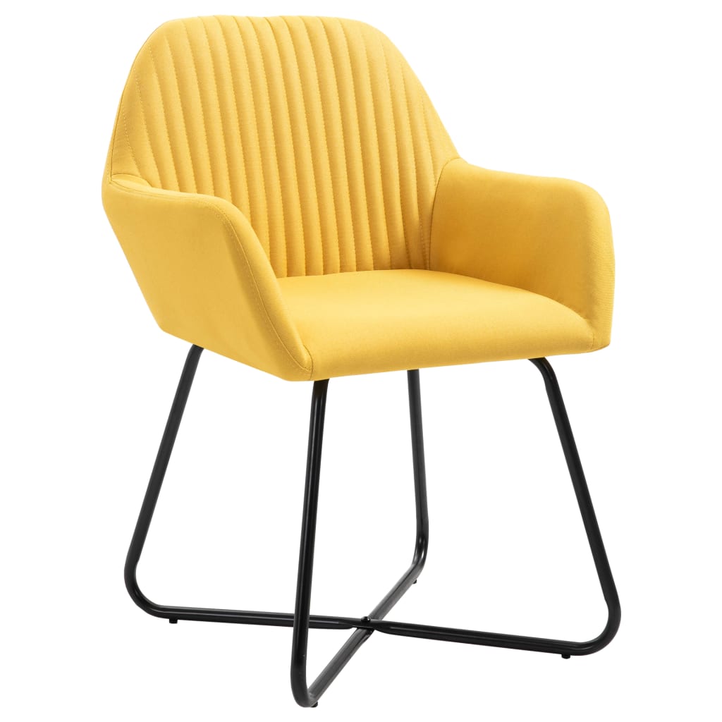 vidaXL Dining Chairs 2 pcs Yellow Fabric