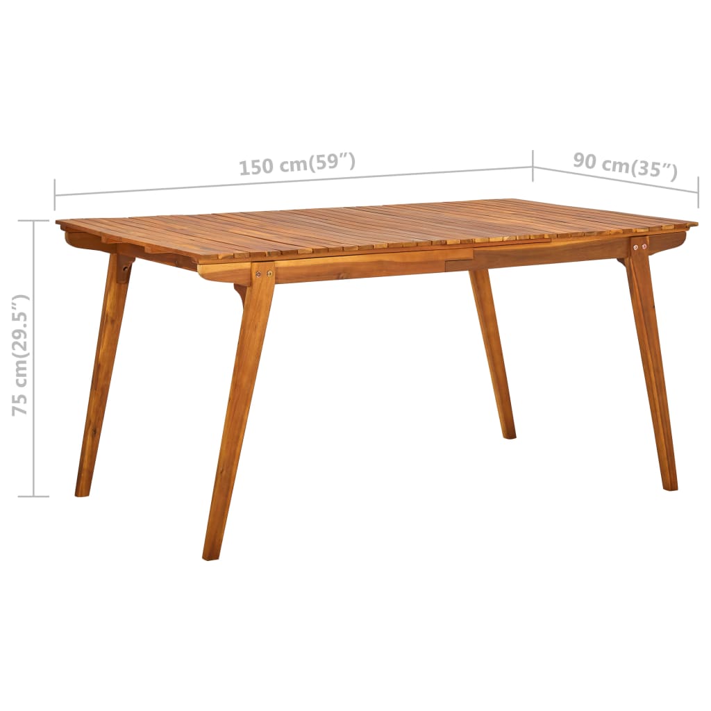 vidaXL Garden Table 150x90x75 cm Solid Acacia Wood