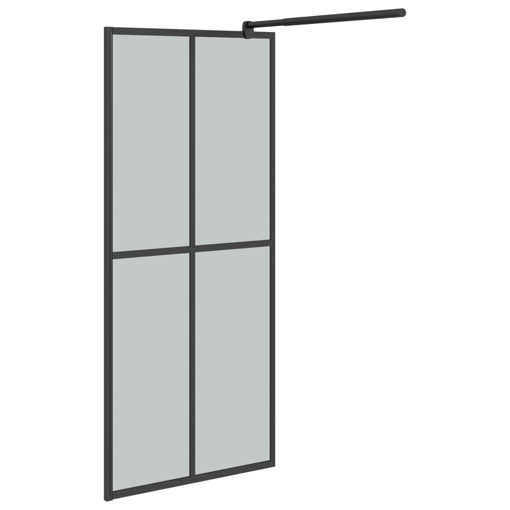 vidaXL Walk-in Shower Wall with Shelf Black 100x195 cm ESG Glass&Aluminium