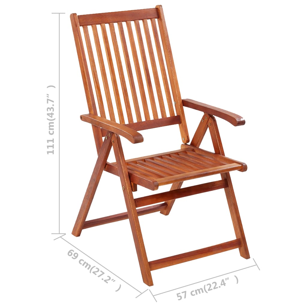 vidaXL Folding Garden Chairs 3 pcs with Cushions Solid Acacia Wood