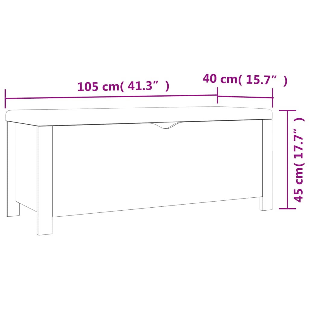 vidaXL Storage Box with Cushion High Gloss White 105x40x45 cm