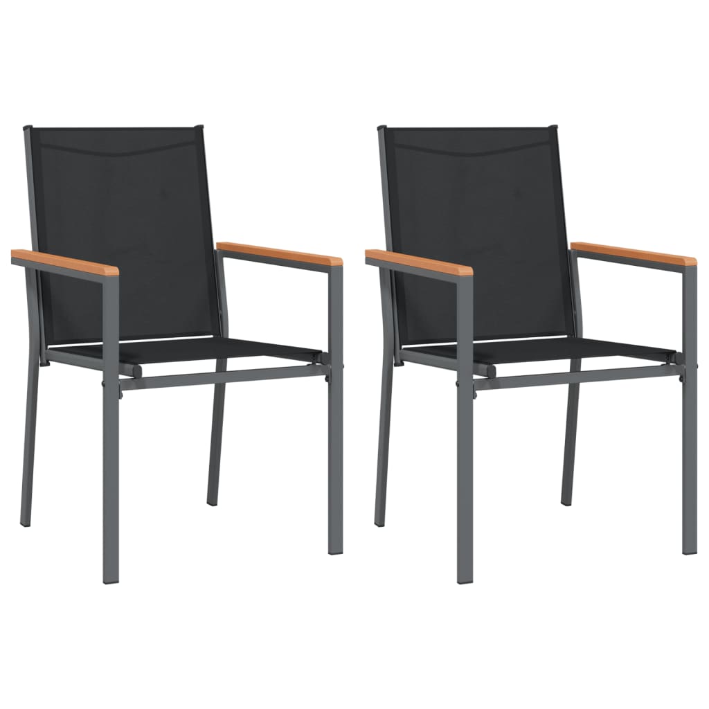 vidaXL 3 Piece Garden Dining Set Black Textilene and Steel