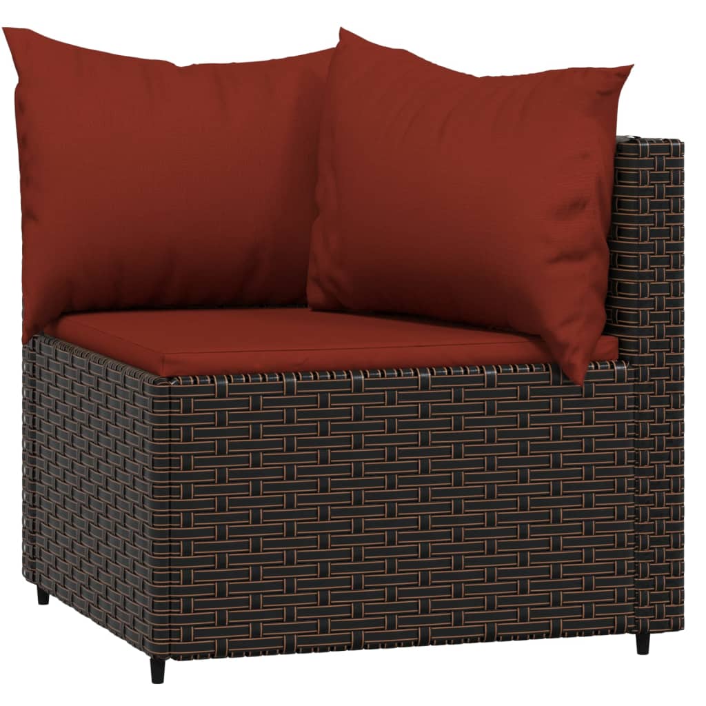 vidaXL Garden Corner Sofas with Cushions 2 pcs Brown Poly Rattan