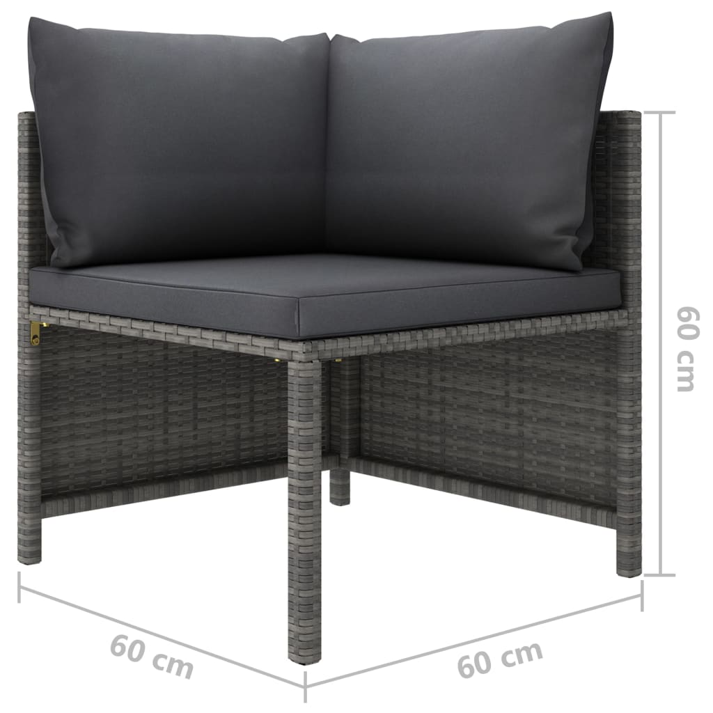 vidaXL 3 Piece Garden Lounge Set with Cushions Poly Rattan Grey