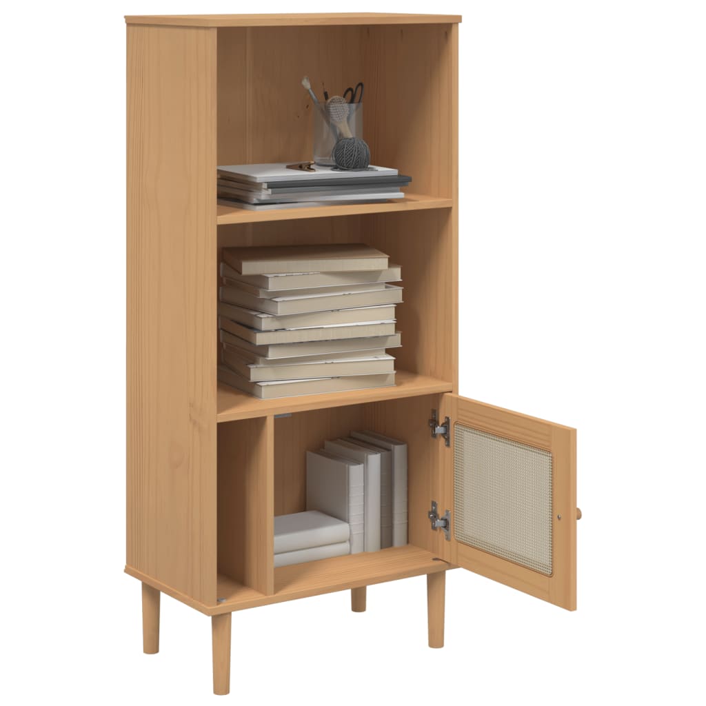 vidaXL Bookcase SENJA Rattan Look Brown 60x35x130 cm Solid Wood Pine