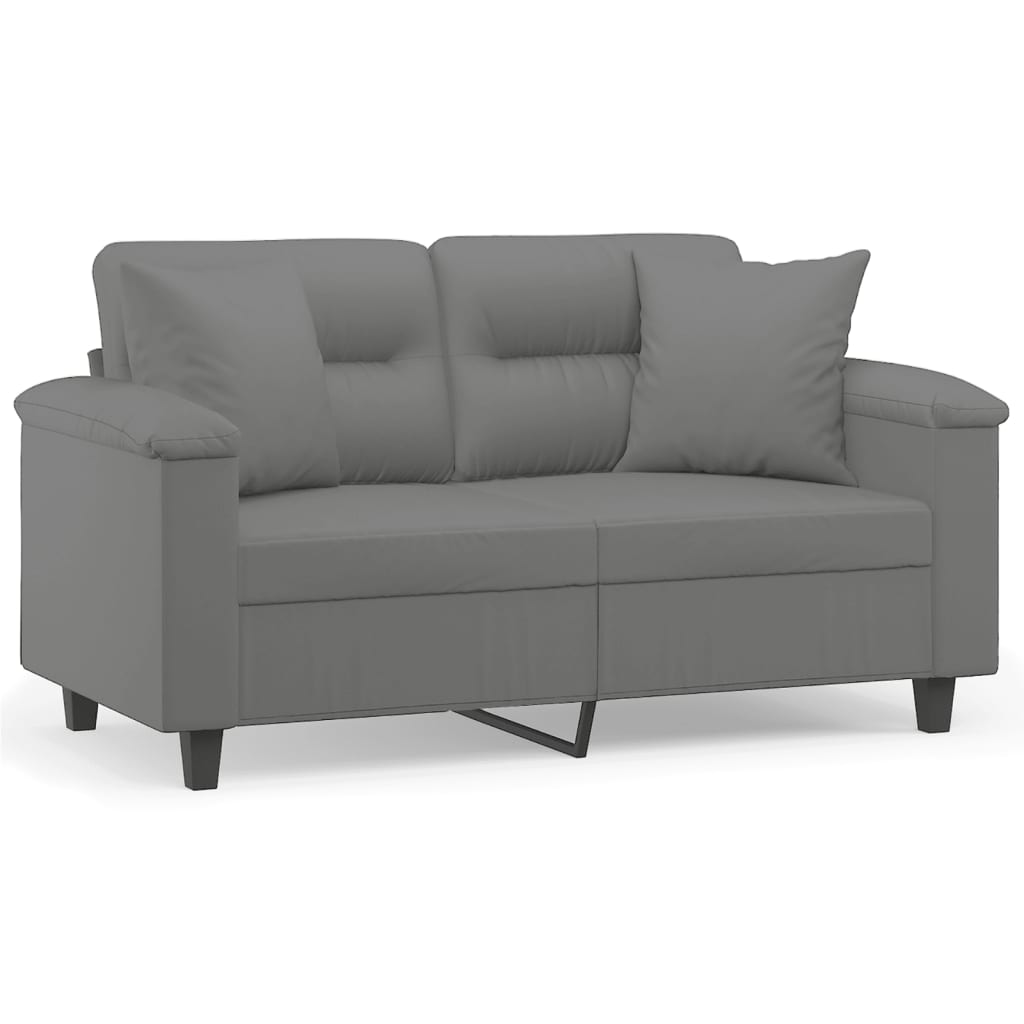 vidaXL 2-Seater Sofa with Pillows Dark Grey 120 cm Microfibre Fabric