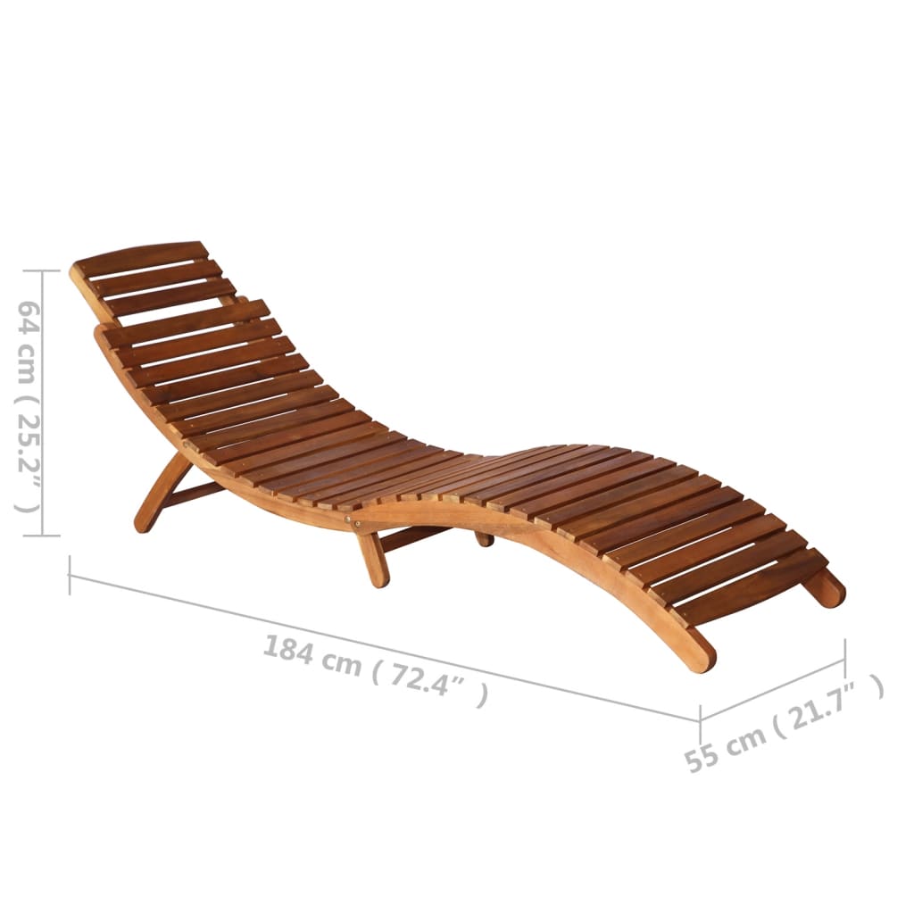 vidaXL Sunlounger with Table Solid Acacia Wood Brown