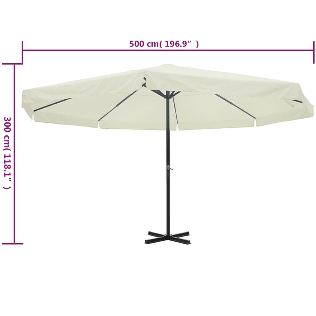 vidaXL Garden Parasol White Aluminium 500 cm