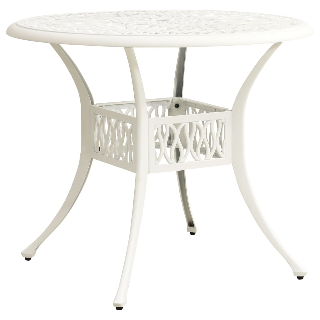 vidaXL Garden Table White 90x90x74 cm Cast Aluminium
