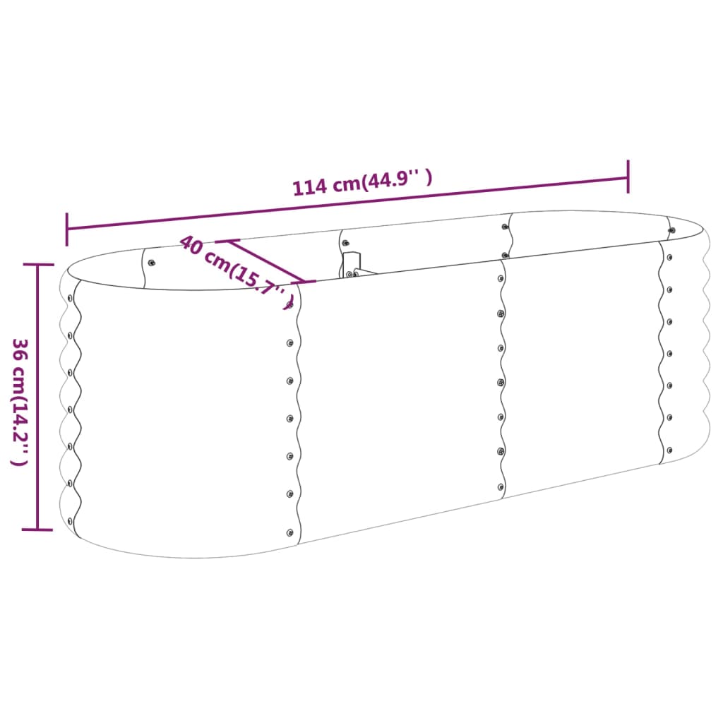 vidaXL Garden Raised Bed Powder-coated Steel 114x40x36 cm Grey