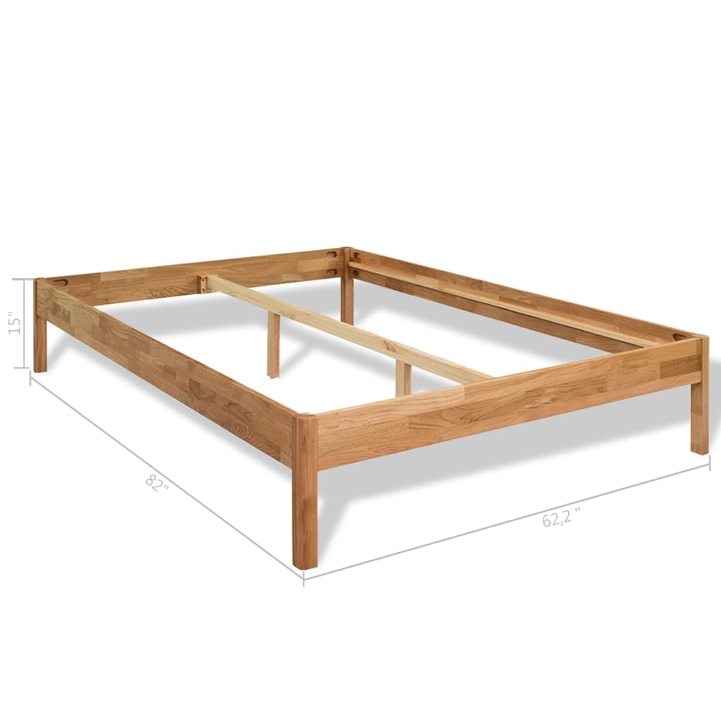 vidaXL Bed Frame Solid Oak Wood 152x203 cm