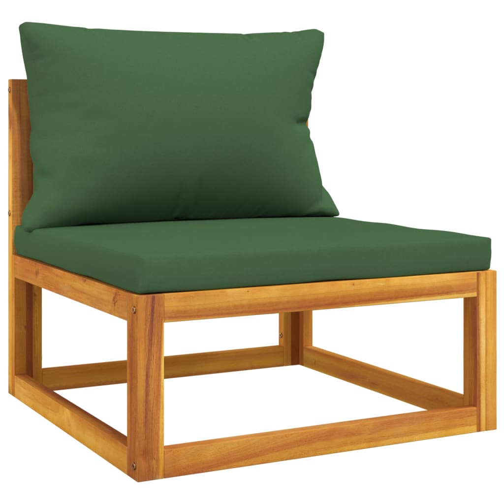 vidaXL 9 Piece Garden Lounge Set with Green Cushions Solid Wood