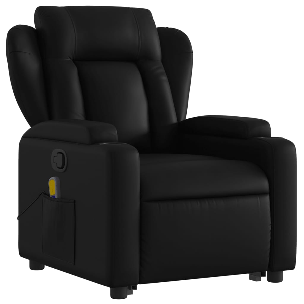 vidaXL Stand up Massage Recliner Chair Black Faux Leather