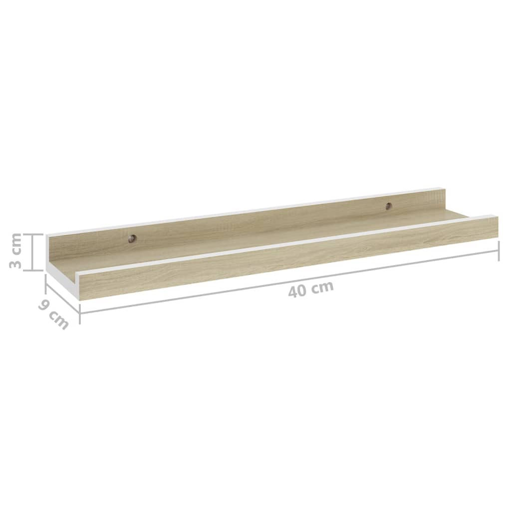 vidaXL Wall Shelves 4 pcs White and Sonoma Oak 40x9x3 cm