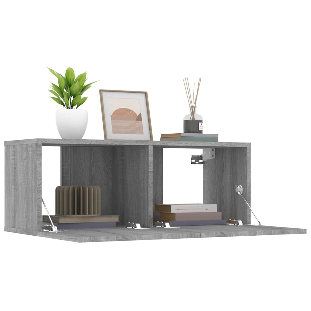 vidaXL TV Cabinets 2 pcs Grey Sonoma 80x30x30 cm Engineered Wood