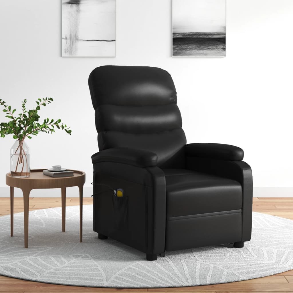 vidaXL Stand up Massage Chair Black Faux Leather