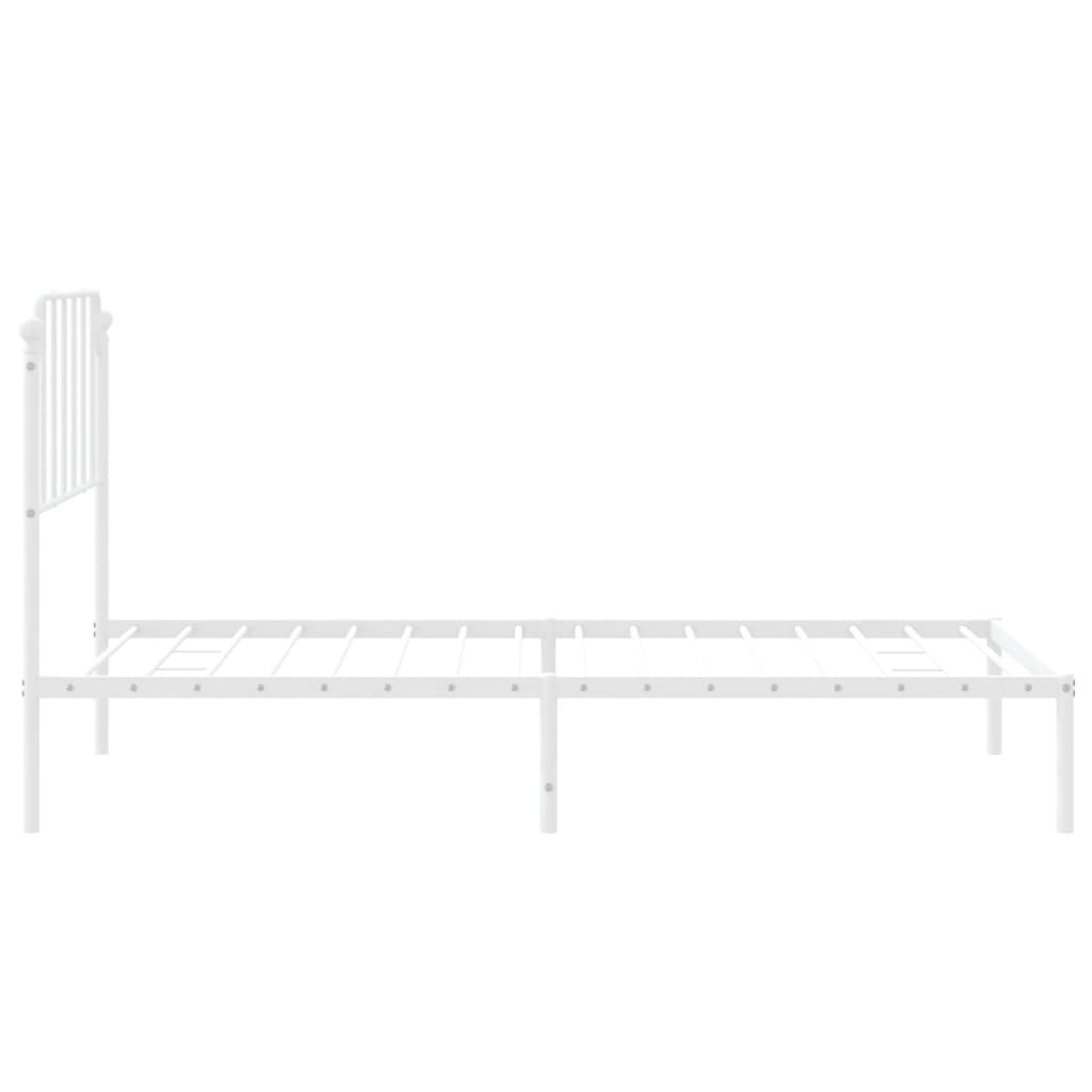 vidaXL Metal Bed Frame with Headboard White 100x190 cm