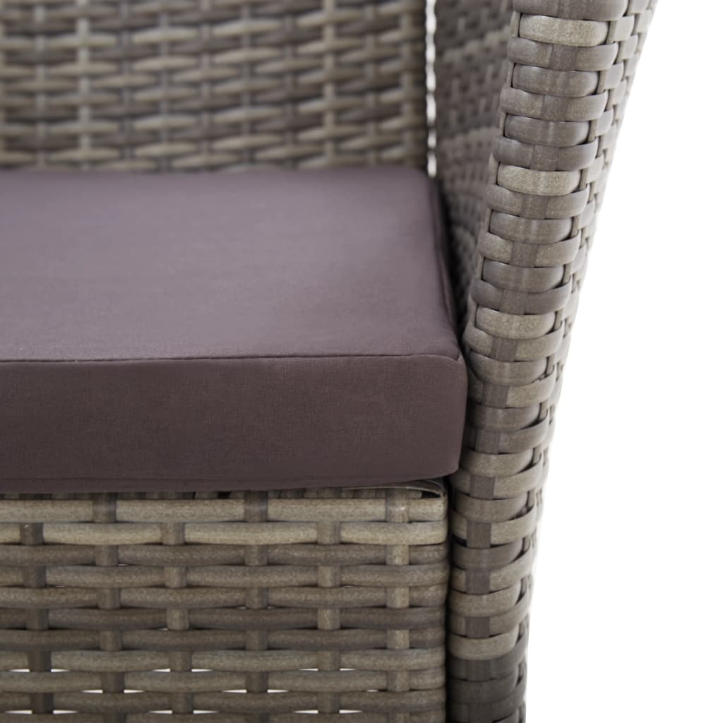 vidaXL Garden Chairs 2 pcs with Cushions Poly Rattan Grey