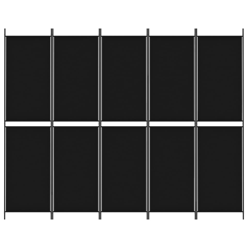 vidaXL 5-Panel Room Divider Black 250x200 cm Fabric