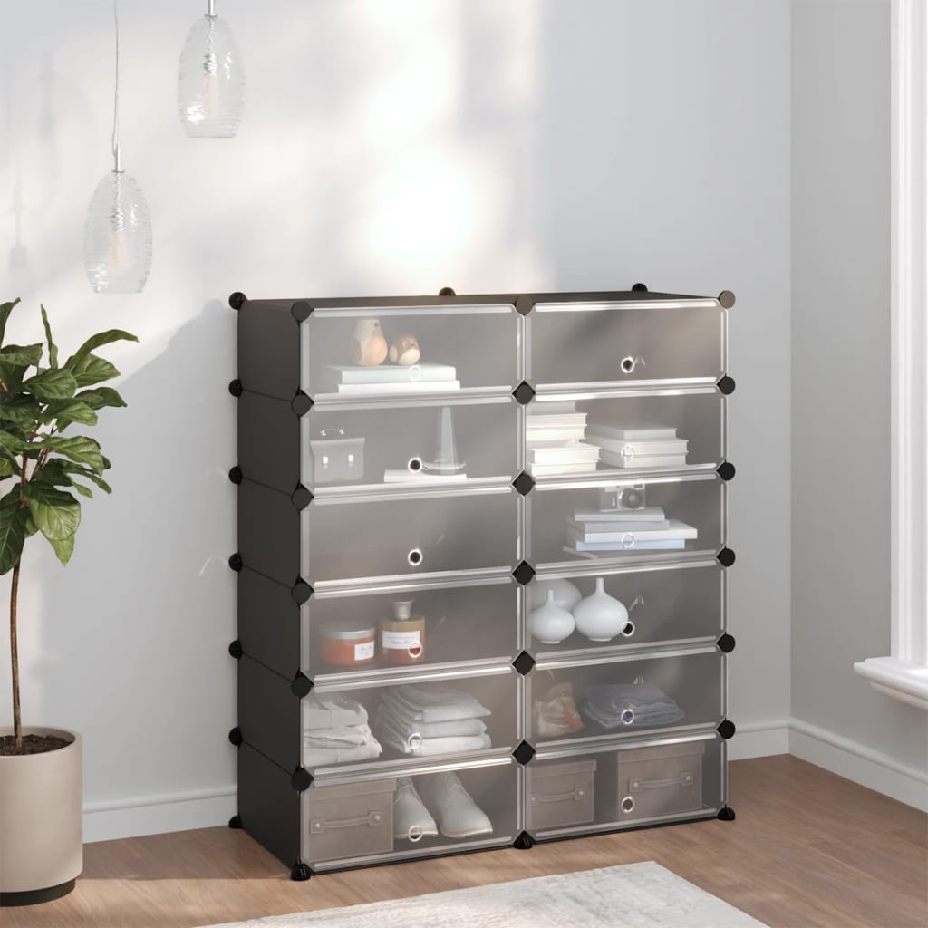 vidaXL Shoe Rack Black 94.5x36.5x106 cm PP