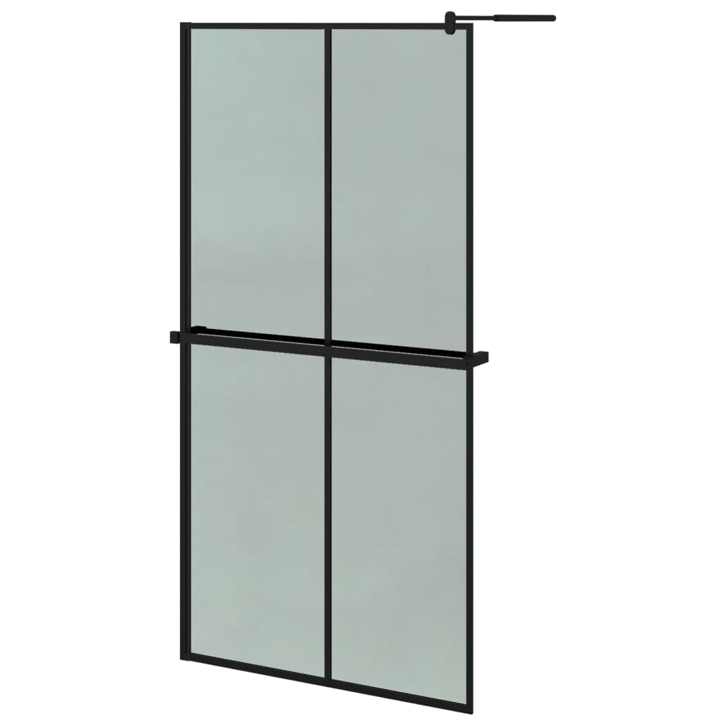 vidaXL Walk-in Shower Wall with Shelf Black 100x195 cm ESG Glass&Aluminium