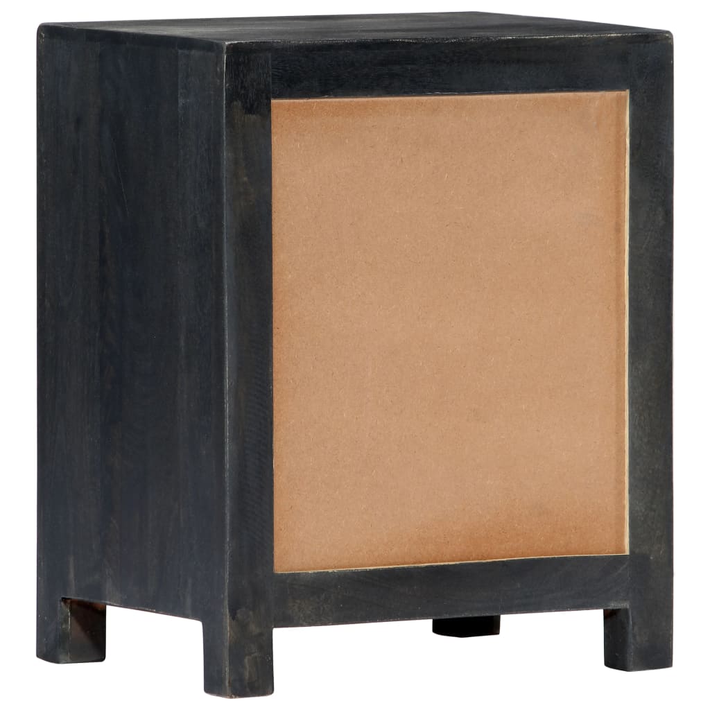 vidaXL Hand Carved Bedside Cabinet Grey 40x30x50 cm Solid Mango Wood