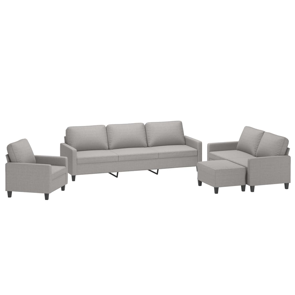 vidaXL 4 Piece Sofa Set with Cushions Light Grey Fabric