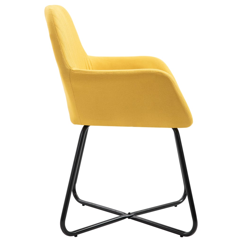 vidaXL Dining Chairs 2 pcs Yellow Fabric