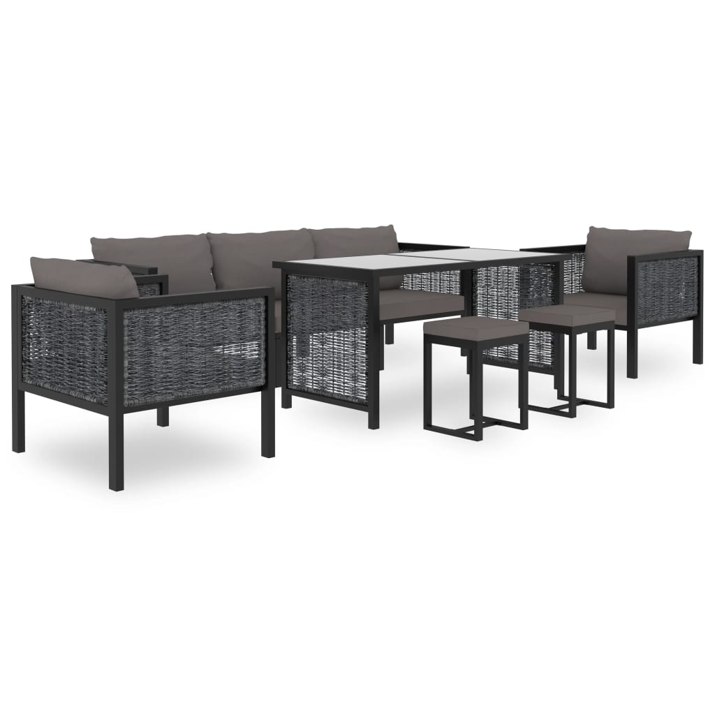 vidaXL Right Corner Sofa with Cushion Anthracite Poly Rattan