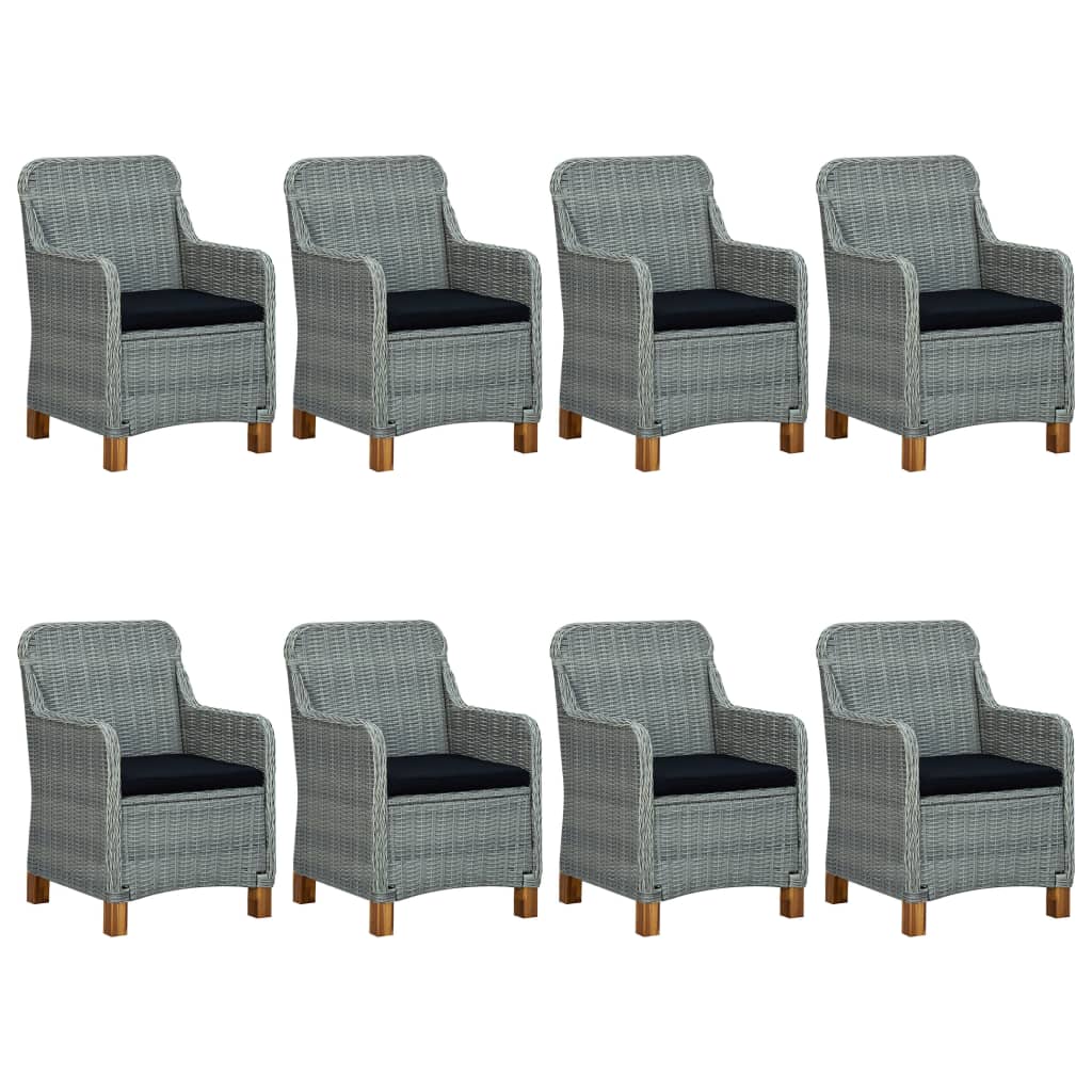 vidaXL 9 Piece Outdoor Dining Set with Cushions Poly Rattan Light Grey