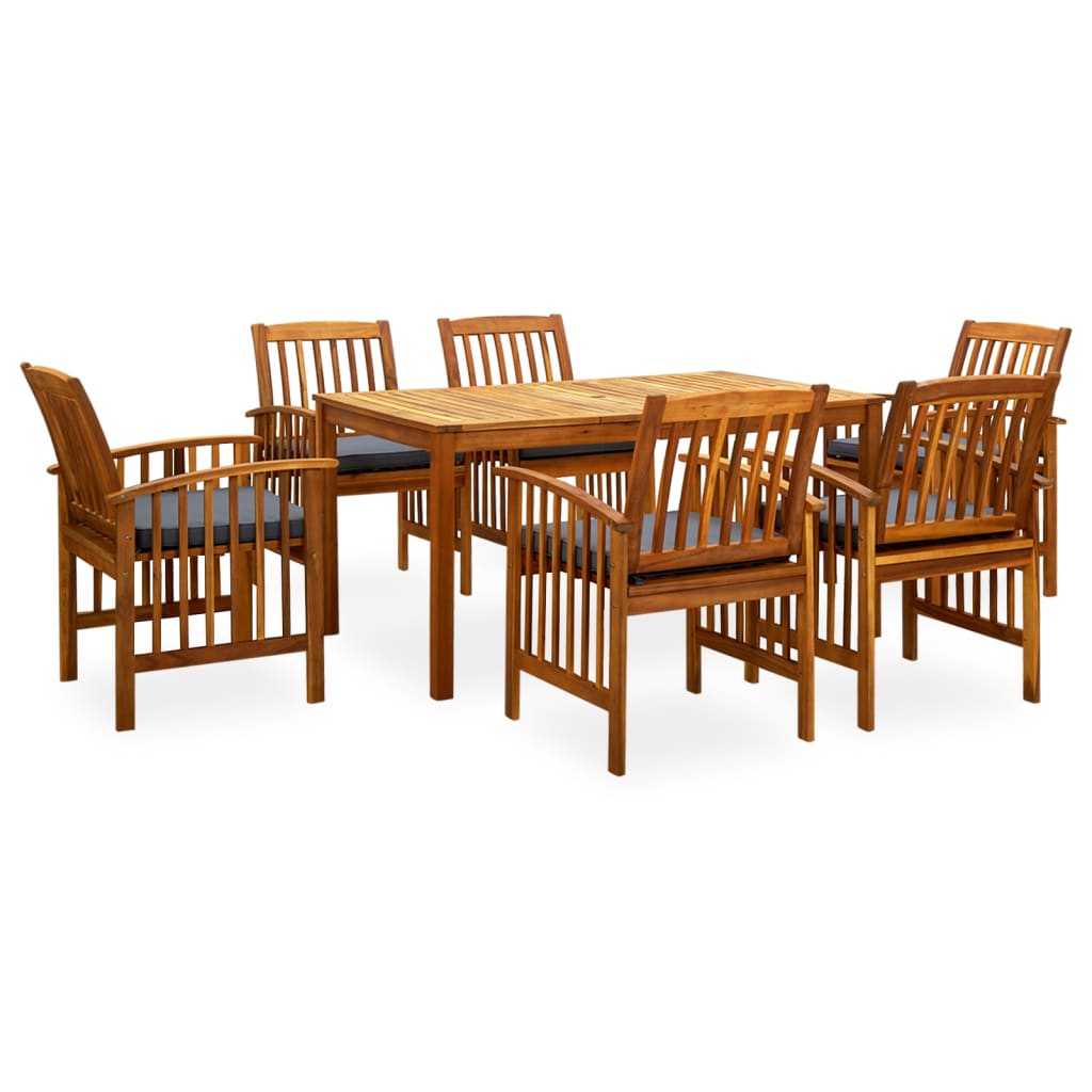 vidaXL 7 Piece Garden Dining Set with Cushions Solid Acacia Wood