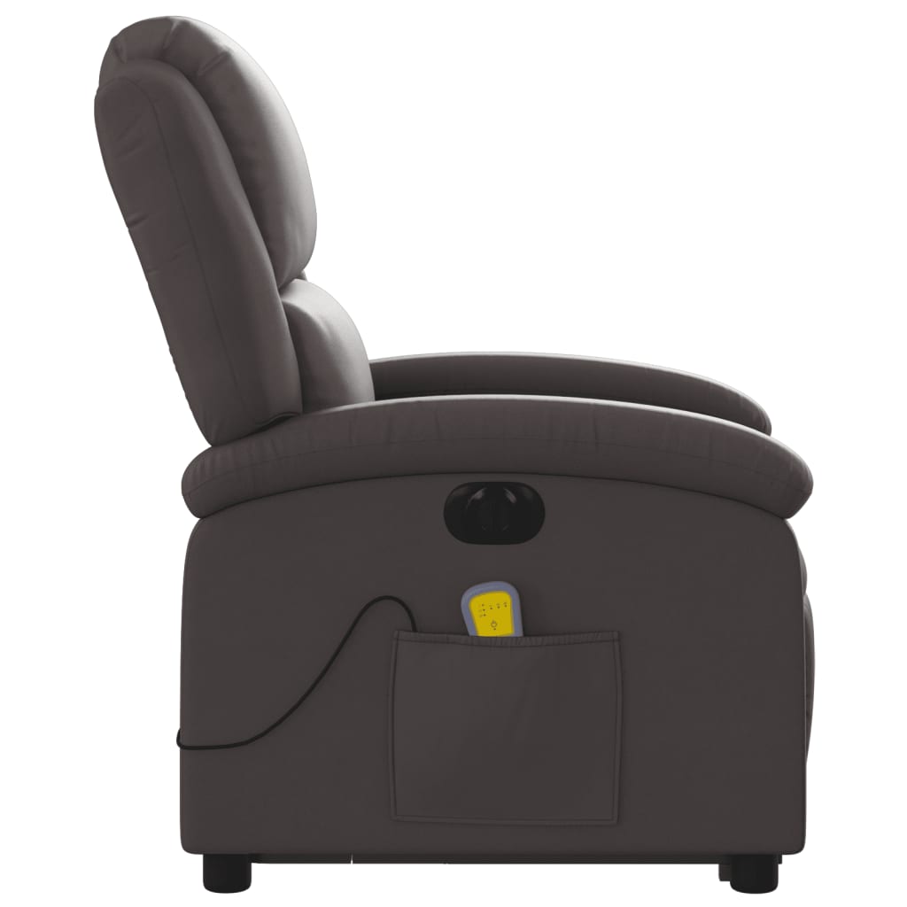 vidaXL Electric Stand up Massage Recliner Chair Dark Brown Real Leather