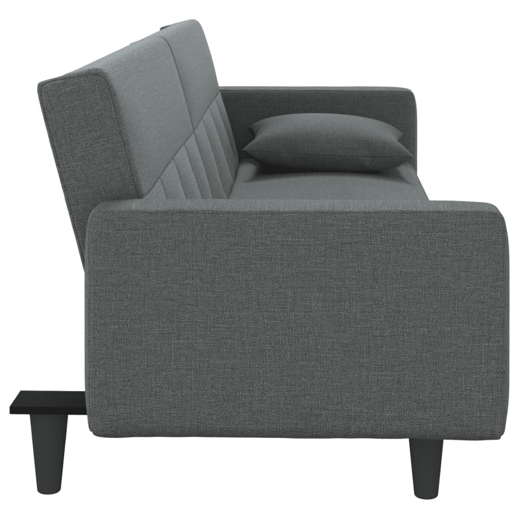 vidaXL Sofa Bed with Cushions Dark Grey Fabric