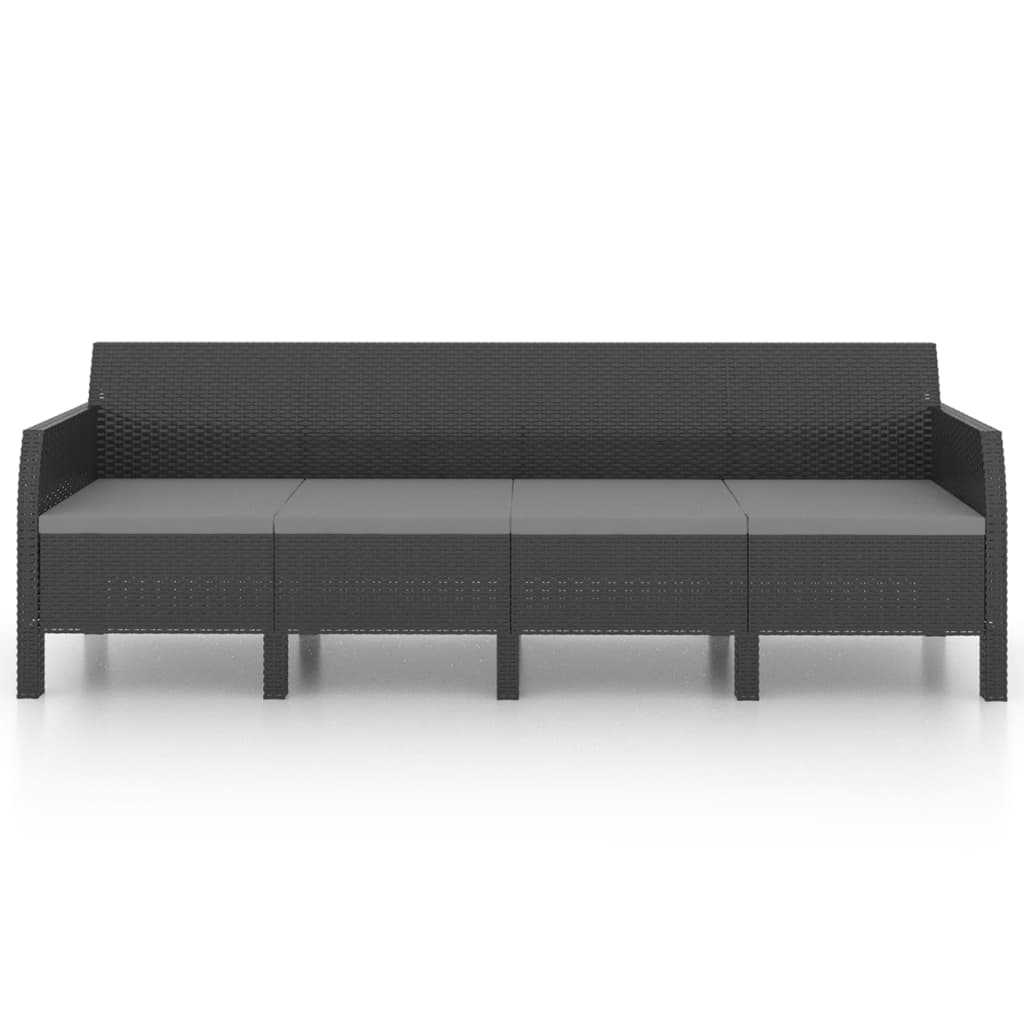 vidaXL 3 Piece Garden Lounge Set with Cushions PP Rattan Anthracite