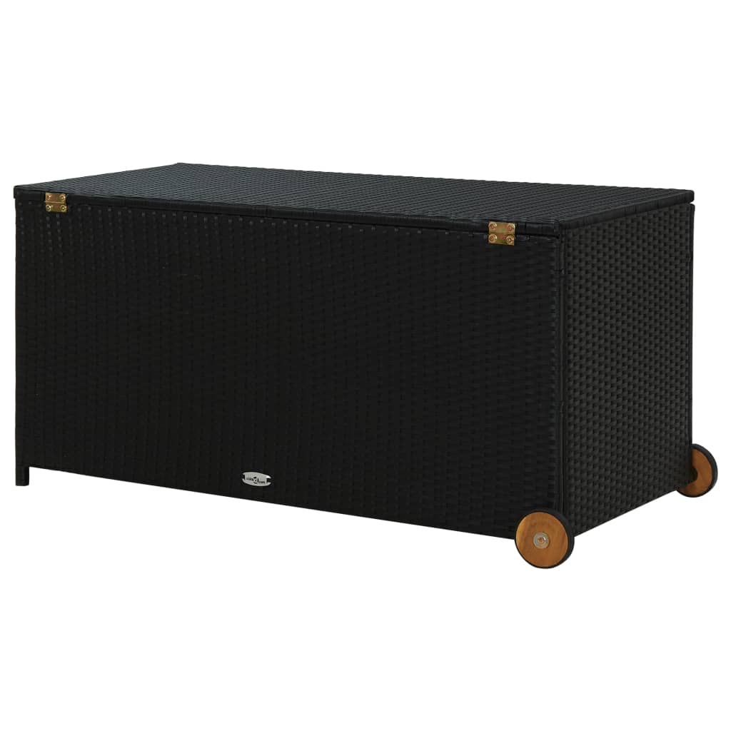 vidaXL Garden Storage Box Black 120x65x61 cm Poly Rattan