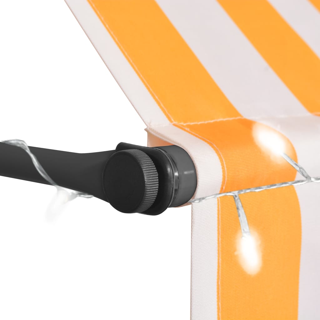 vidaXL Manual Retractable Awning with LED 200 cm White and Orange