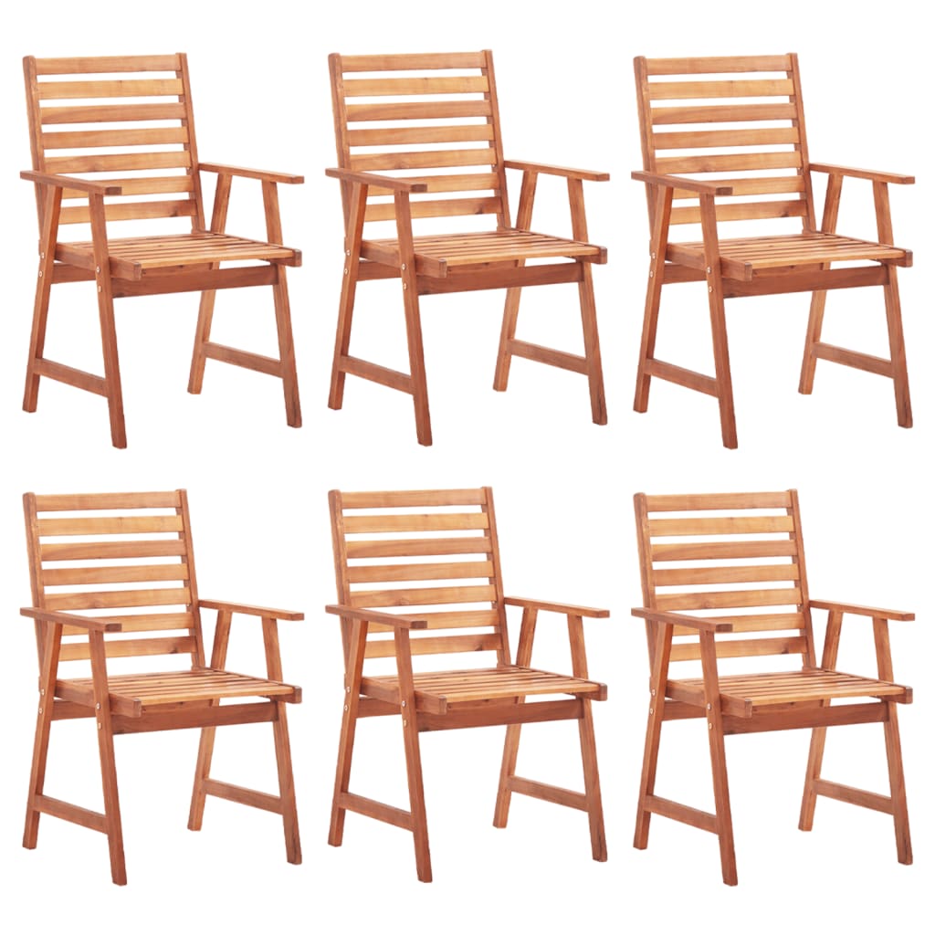 vidaXL Outdoor Dining Chairs 6 pcs with Cushions Solid Acacia Wood