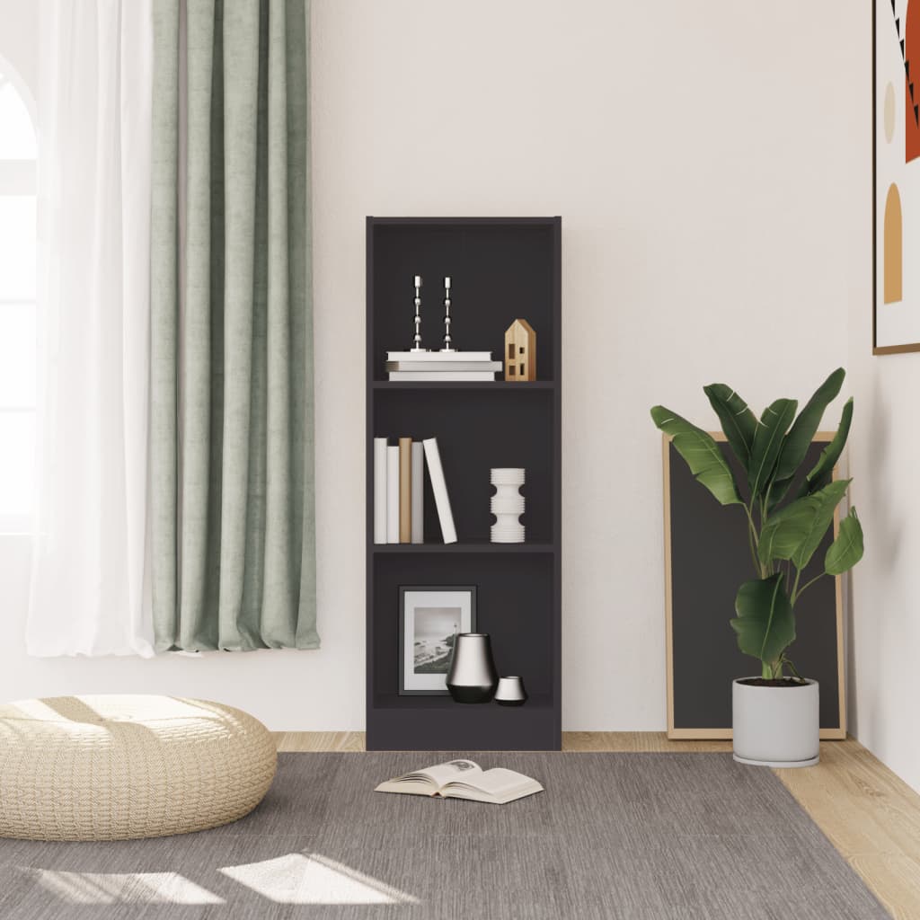 vidaXL 3-Tier Book Cabinet Grey 40x24x108 cm Engineered Wood