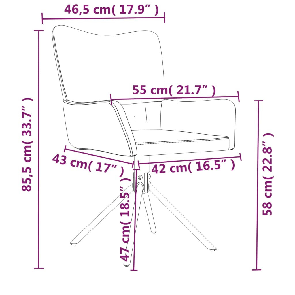 vidaXL Swivel Dining Chairs 2 pcs Dark Grey Velvet