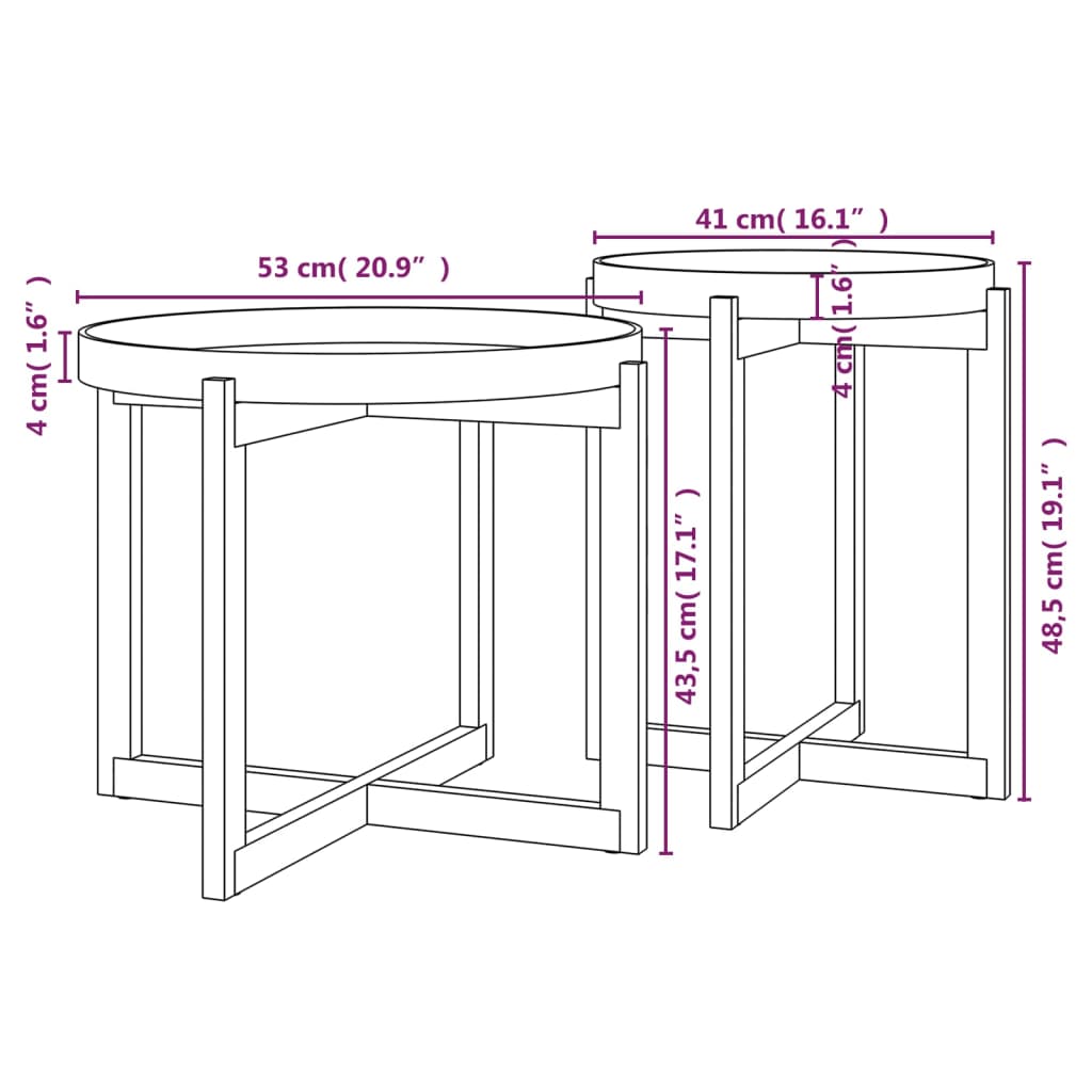 vidaXL Coffee Tables 2 pcs Grey Engineered Wood and Solid Wood Pine