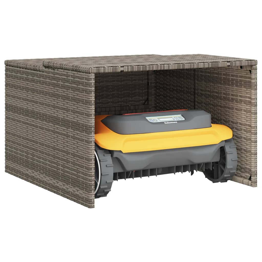 vidaXL Robot Mower Garage Grey 86x90x52/57 cm Poly Rattan