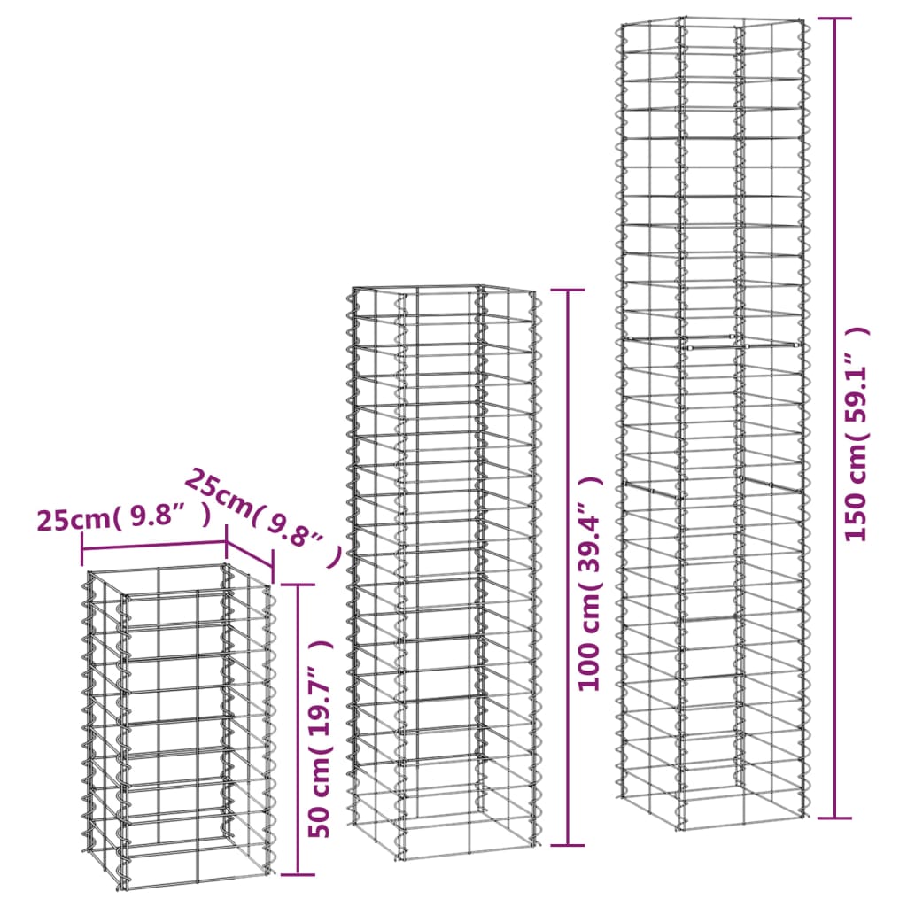 vidaXL 6 Piece Gabion Set Galvanised Wire