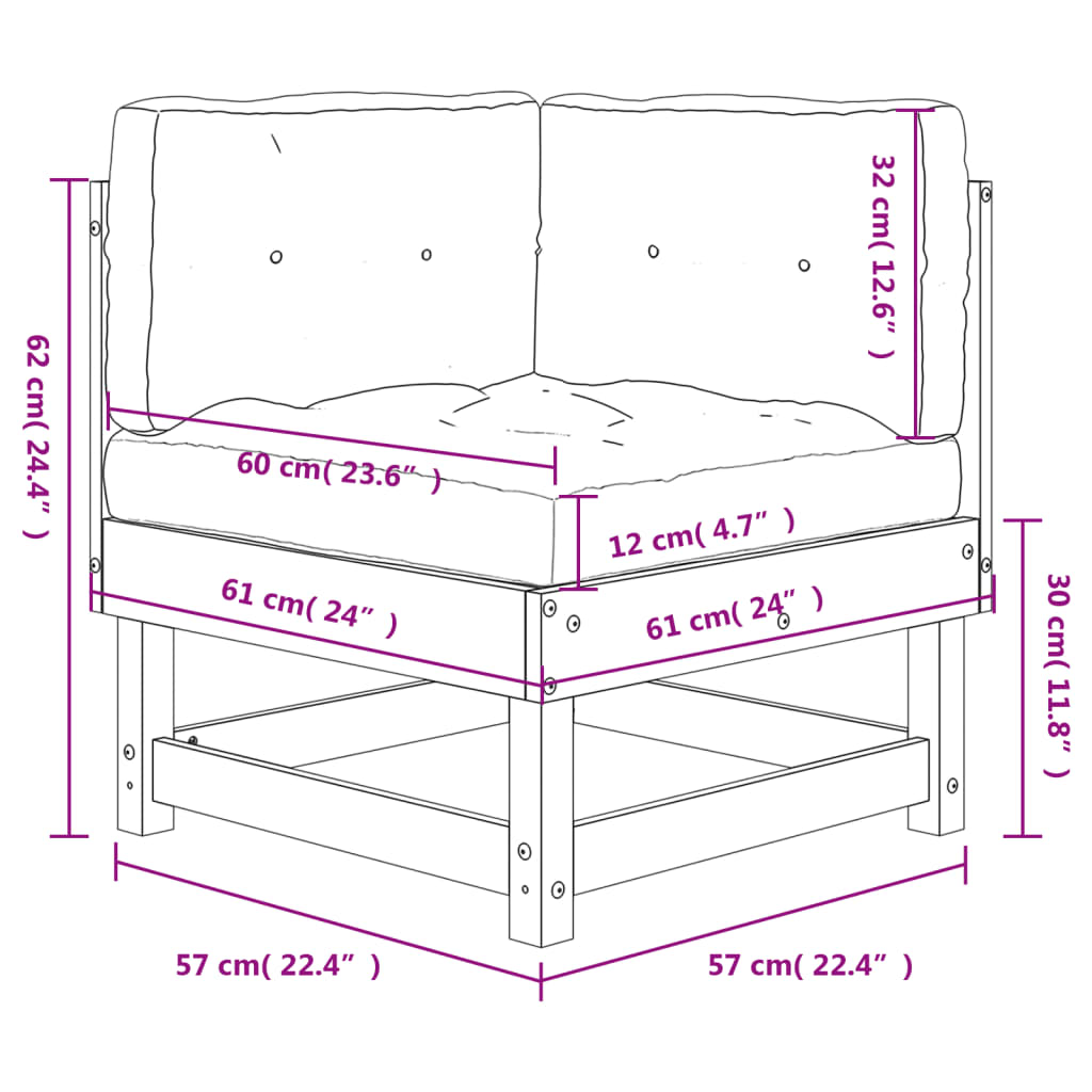 vidaXL Corner Sofa with Cushions Solid Wood Pine