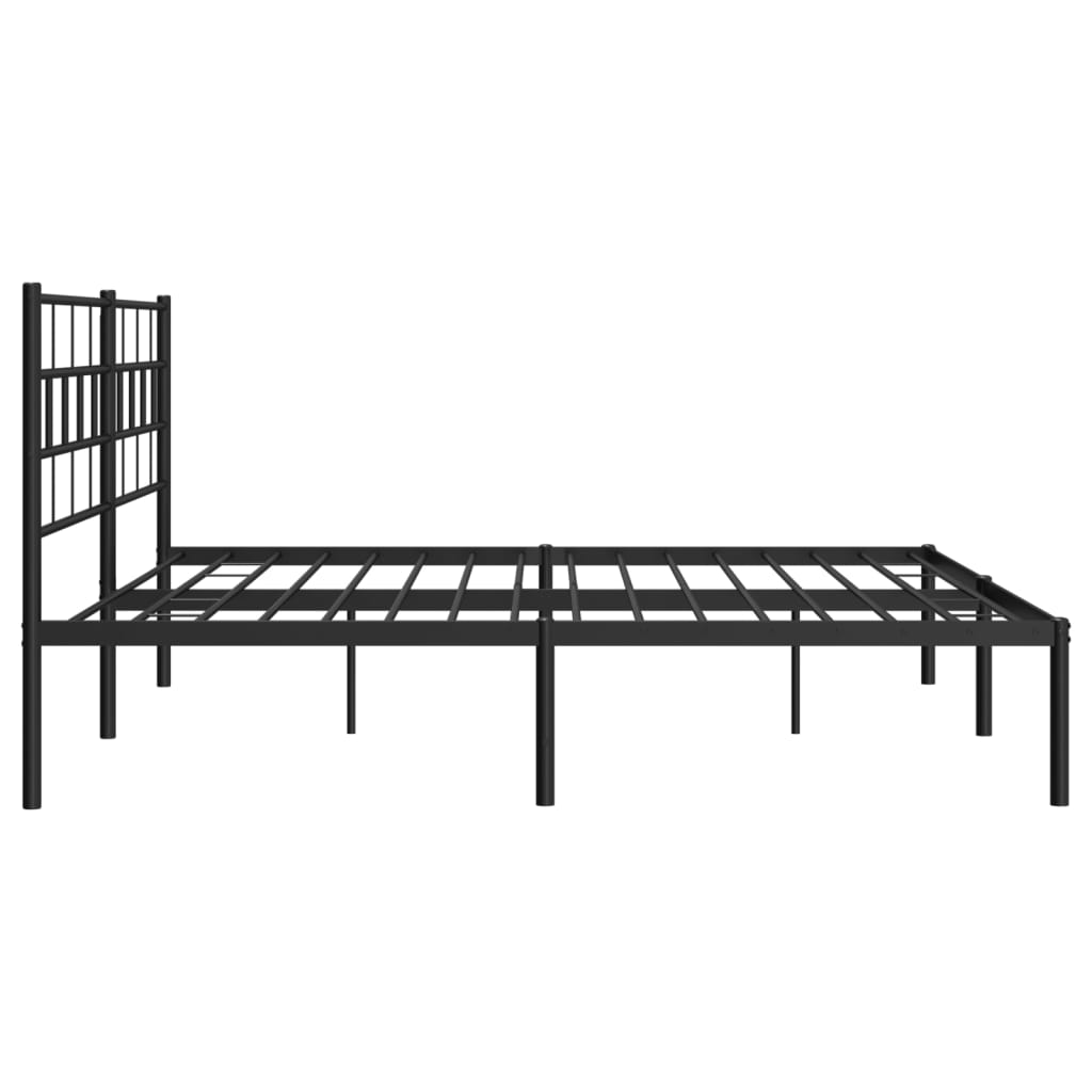 vidaXL Metal Bed Frame without Mattress with Headboard Black 193x203 cm