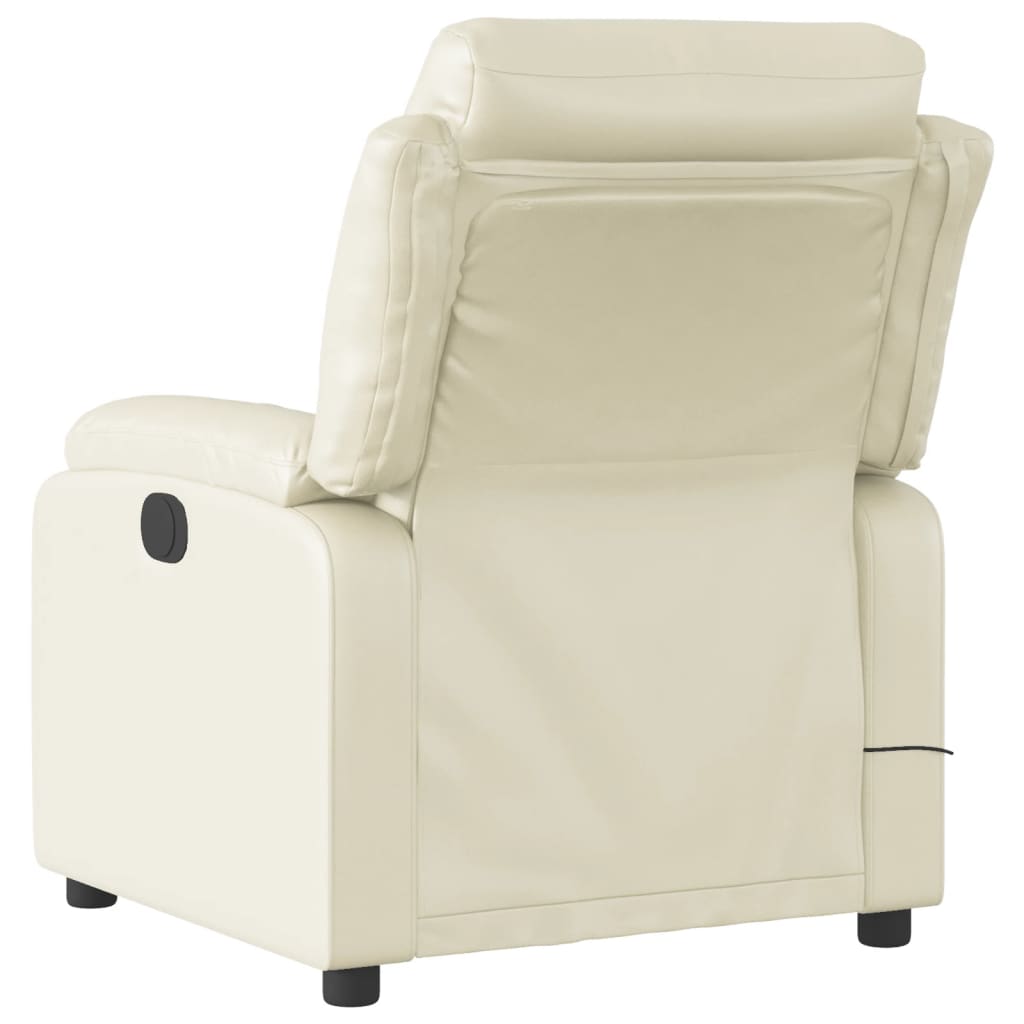 vidaXL Electric Massage Recliner Chair Cream Faux Leather