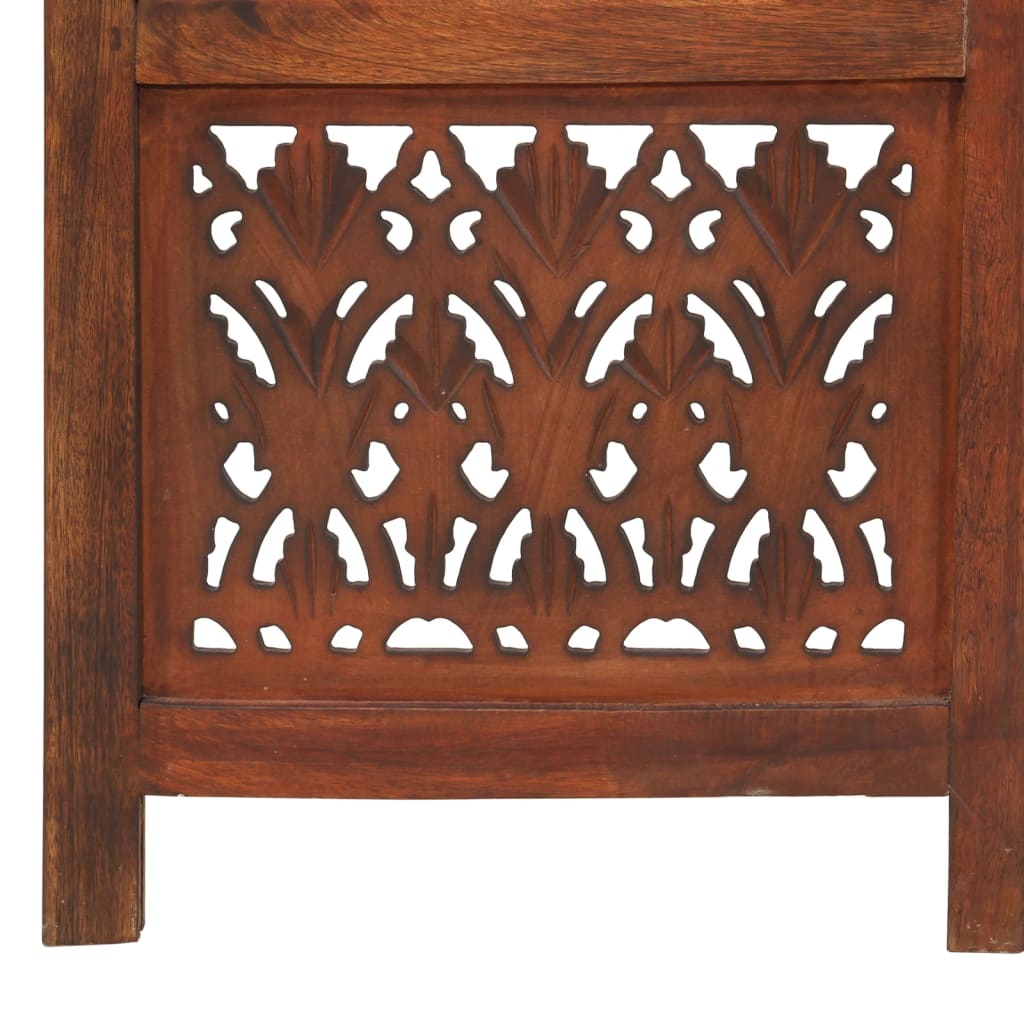 vidaXL Hand Carved 3-Panel Room Divider Brown 120x165 cm Solid Mango Wood