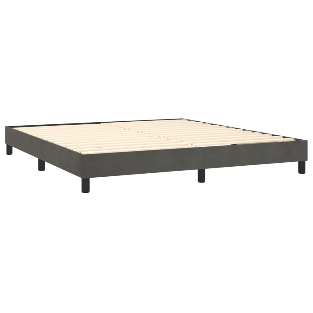 vidaXL Box Spring Bed with Mattress Dark Grey 183x213 cm California King Velvet
