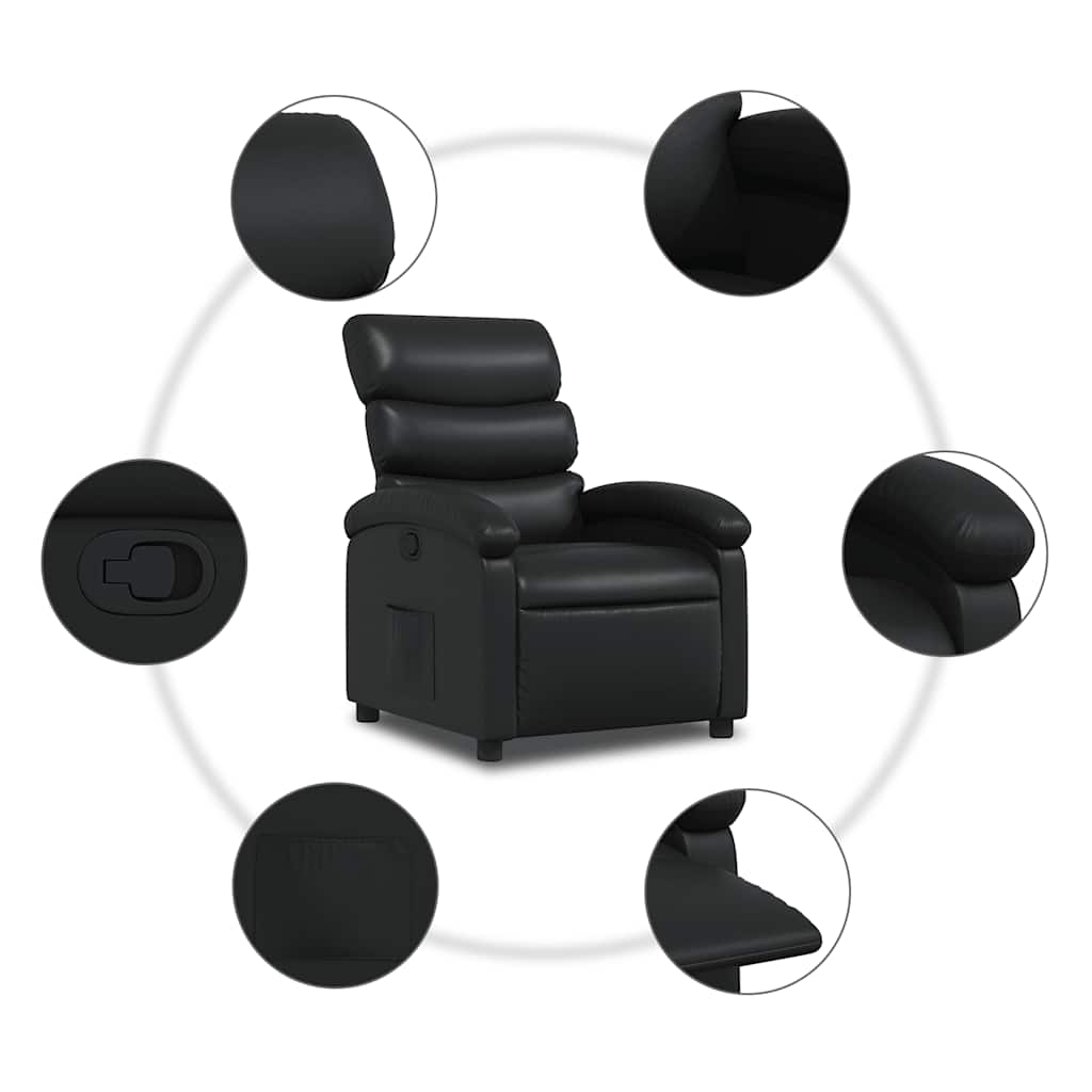 vidaXL Recliner Chair Black Faux Leather