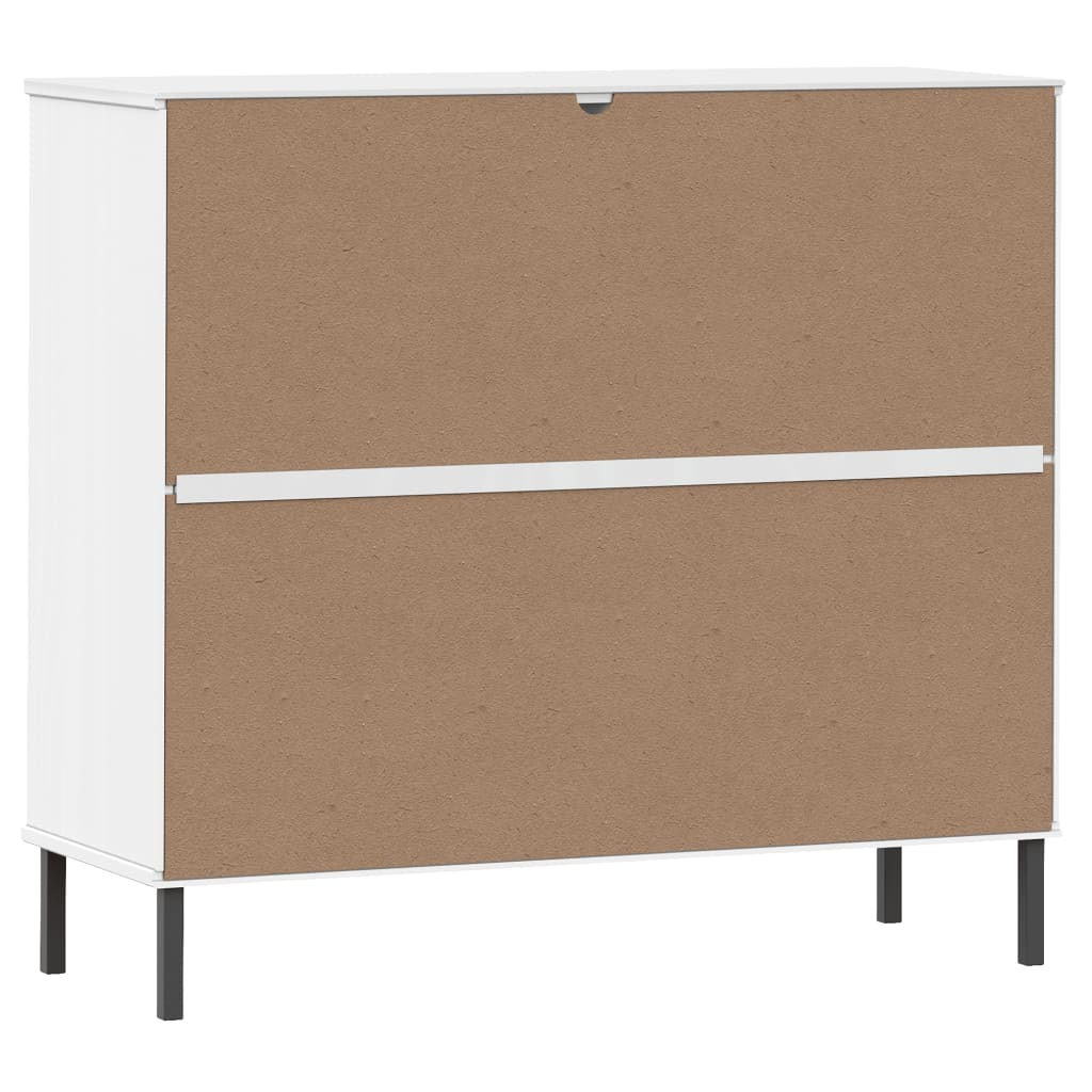 vidaXL Shoe Rack with Metal Legs White 95x35x87 cm Solid Wood OSLO