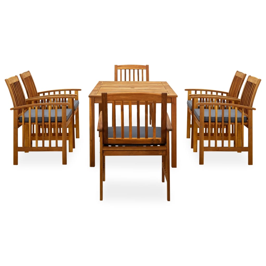 vidaXL 7 Piece Garden Dining Set with Cushions Solid Acacia Wood